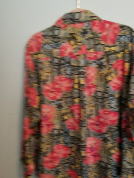 XPL floral womens silk blouse size M (B0026) - Picture 2 of 3